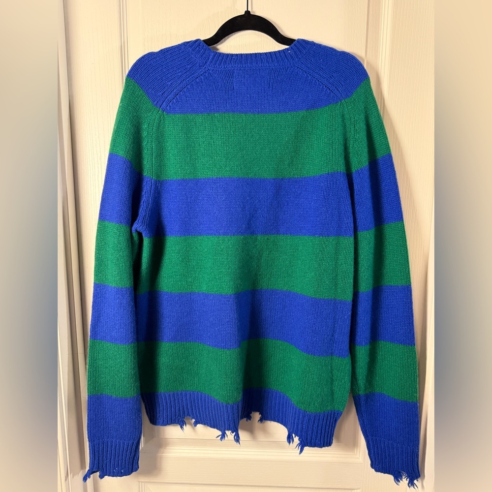 NEW Sandrine Rose Cashmere Sweater - Green and Blue Stripe Sz L - Picture 5 of 9